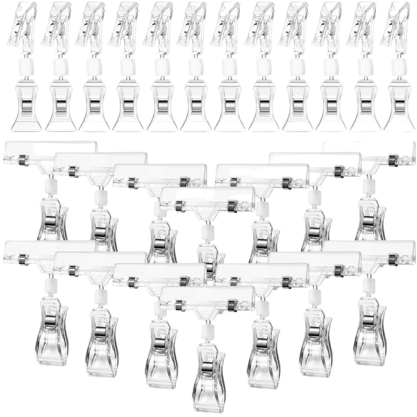 zyrqon 30 Pcs Poster Clips Rotatable Double Sided Price Tags Clamp Card Holders Sign Display Accessories Retail Merchandise