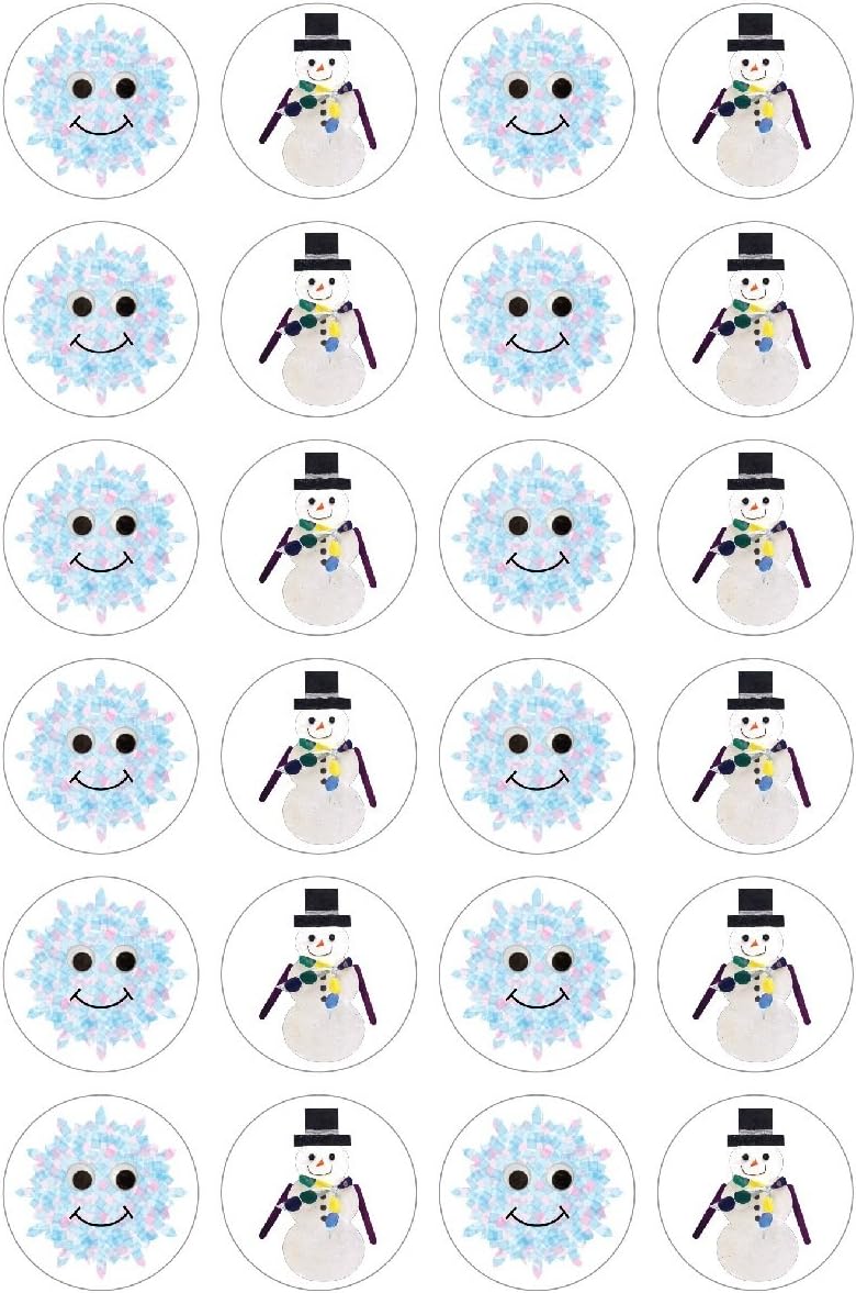 Hygloss Products Winter Christmas Snowflakes and Snowmen Stickers - 72 Stickers - 1 Inch, 3 Sheets