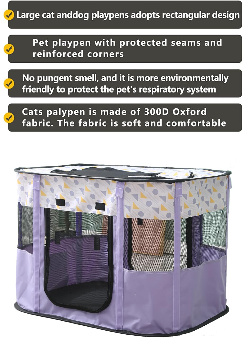 Parc pliable pour animal domestique, chiot (taille L, violet)