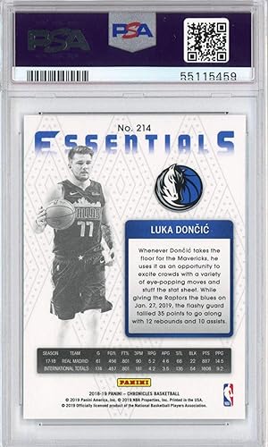 Miniatura 2 de Graded 2018-19 Panini Chronicles Luka Doncic #214 Rookie RC Basketball Card PSA 10 Gem Mint