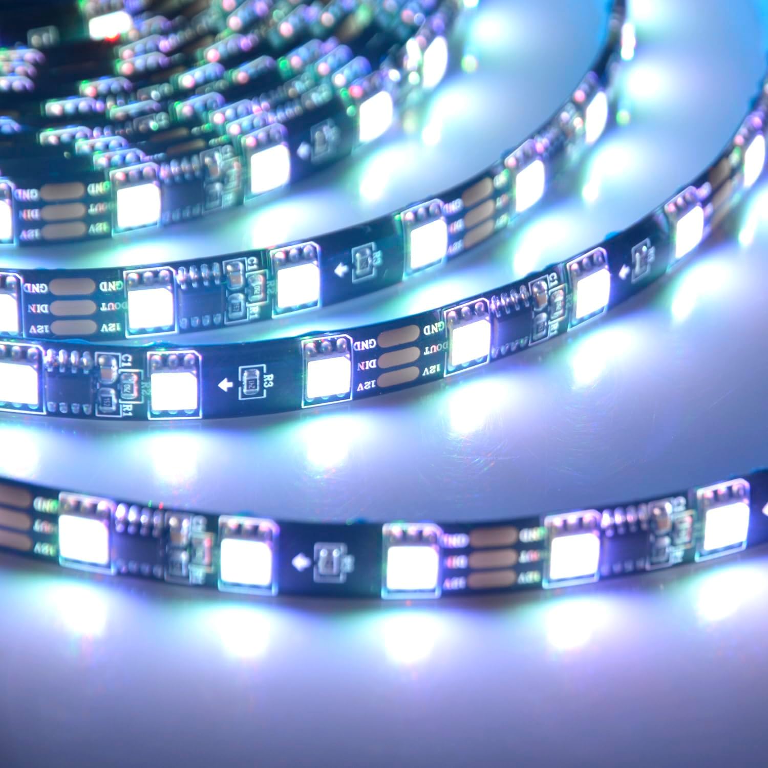 16.4ft Black Strip Waterproof WS2811 LED Strip Addressable 2811 LED Pixel 12V RGB LED Stip Magic Dream Color Multicolors 300LED(Brighter RGB)