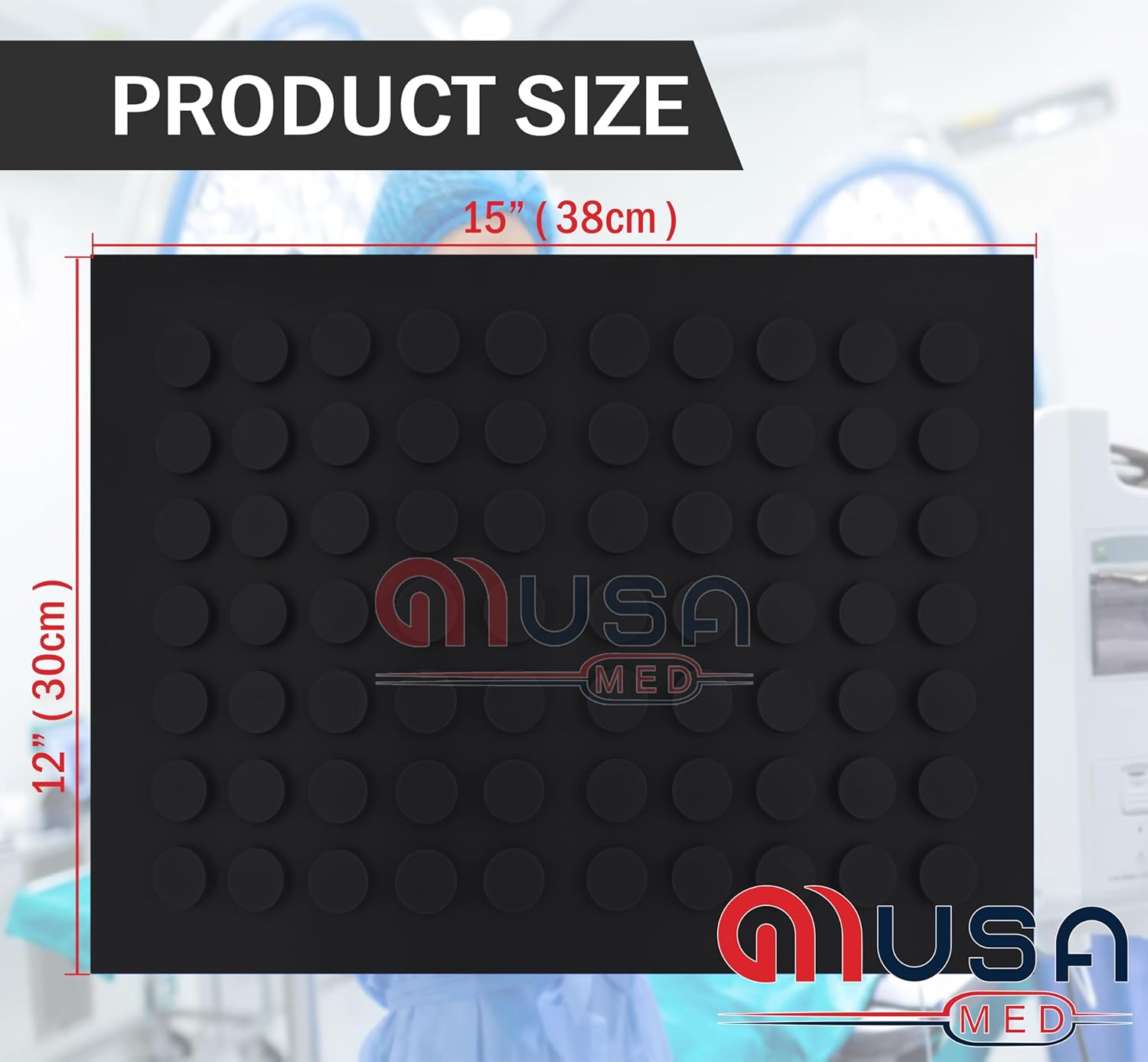 Magnetic Instruments MAT, 12"x 15", Black Color, Raised Magnets to Instrument Firmly, Round Magnets to Avoid Silicone Rubber Perforations Flexible & Non-Slip, Reusable & Autoclave, Tools Mat