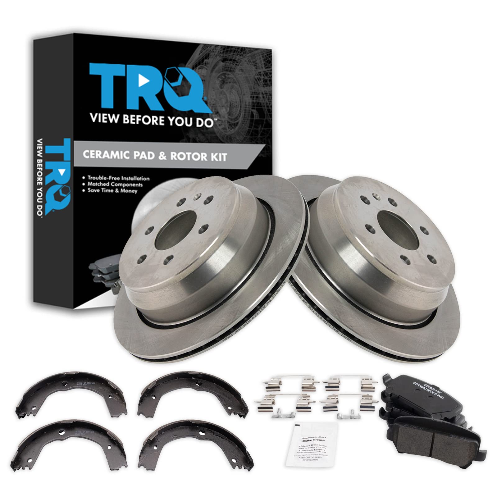 Amazon.com: TRQ Rear Brake Pad & Rotor Kit Brake Pads Brake Rotor ...
