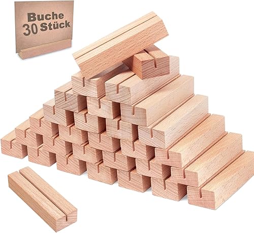 Miniatura 23 de 30 soportes de madera para tarjetas de lugar, soporte para tarjetas de fotos de madera para bodas, banquetes y fiestas, soporte de números de mesa