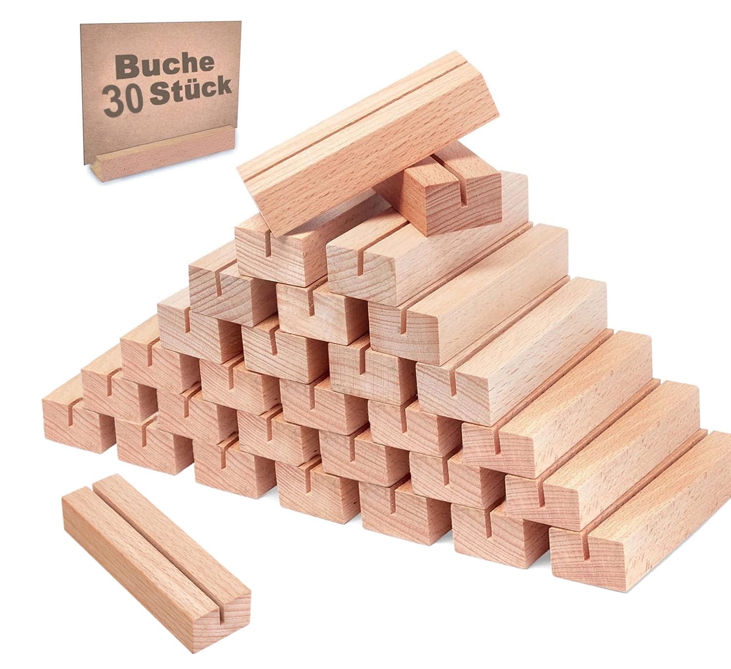 Porte-cartes en bois de hêtre x31 pour table de mariage et menu restaurant