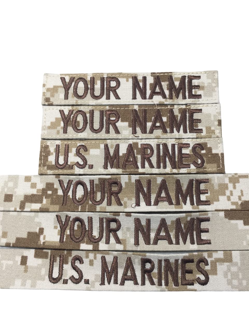 3 Pieces Desert Marpat Name Tape & Marines Tape (with Fastener)