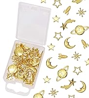 PENTA ANGEL 42Pcs Cosmos Resin Fillers Charms - Gold Star Moon Planet Beads for Epoxy Jewelry Crafts & Slime