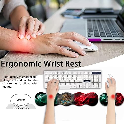 Miniatura 4 de Alfombrilla de mouse para juegos y reposamuñecas para teclado, alfombrilla de mouse grande extendida de 31.5 x 11.8 pulgadas, soporte ergonómico de