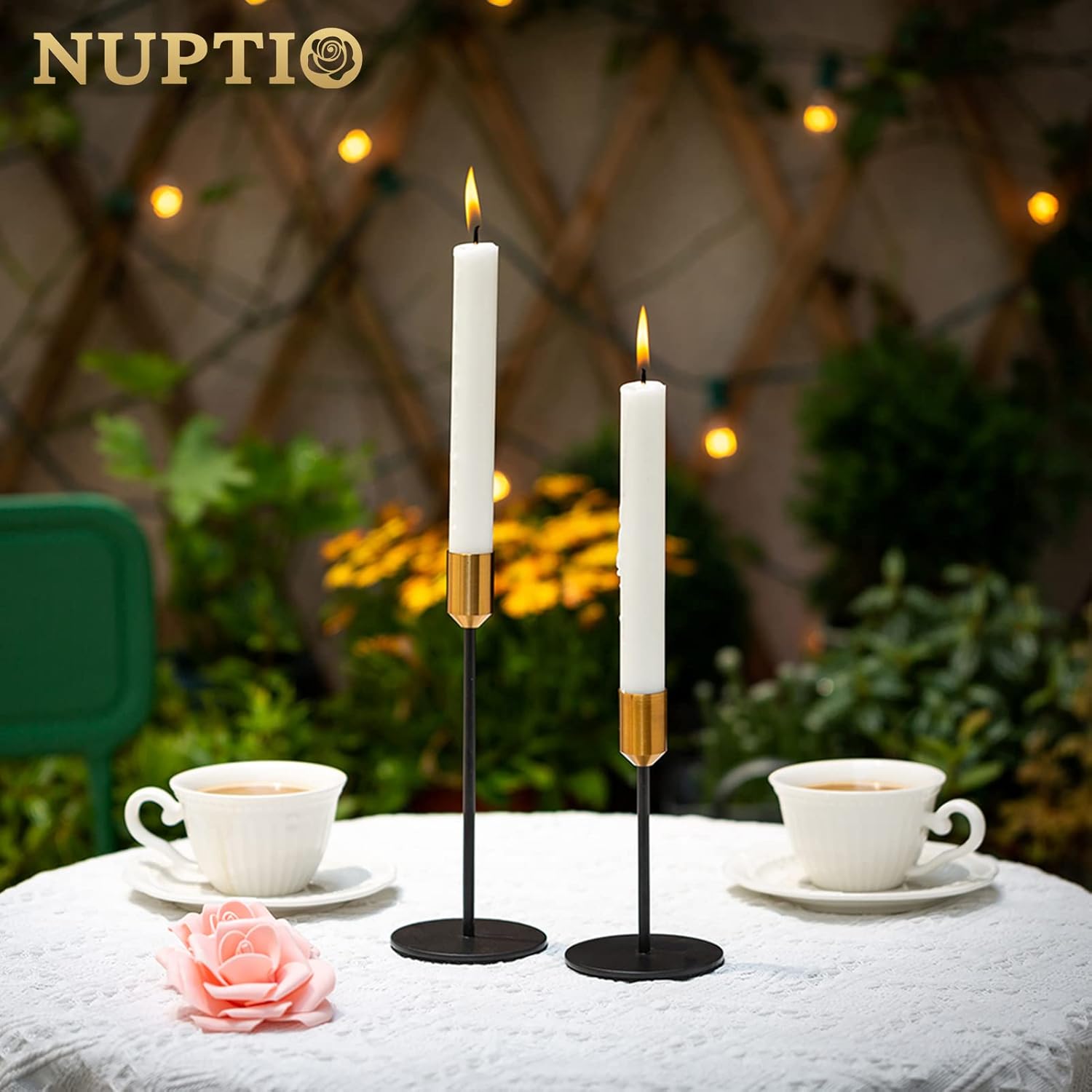 Nuptio Candlestick Holders - Gold and Black Brass - Set of 2 view 4