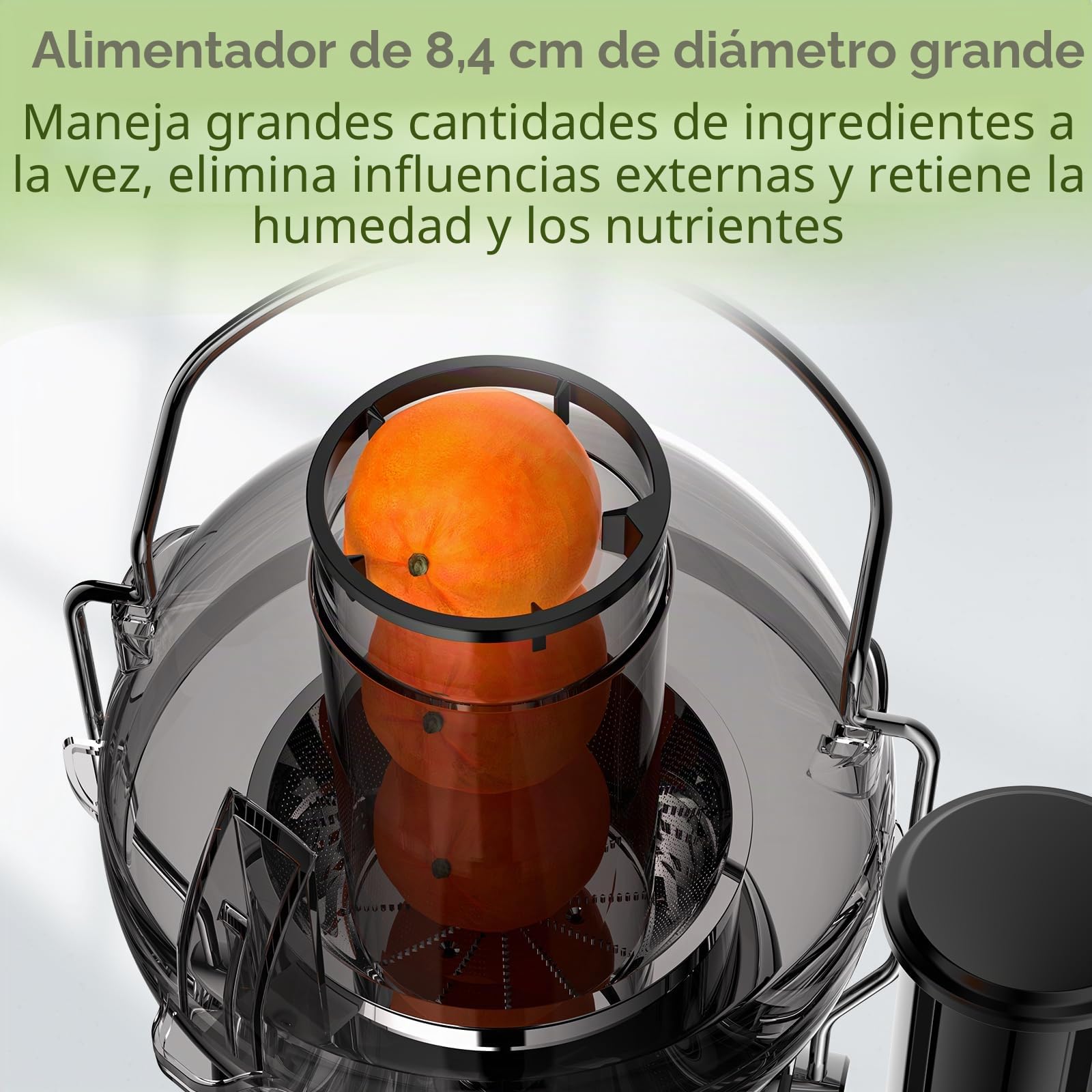 Extractor de zumo Vospeed, exprimidor de frutas y verduras de 1400 vatios con conducto de alimentación de boca ancha de 3,5 pulgadas con vaso de zumo de 1,2 litros, sin BPA, fácil de limpiar(negro)