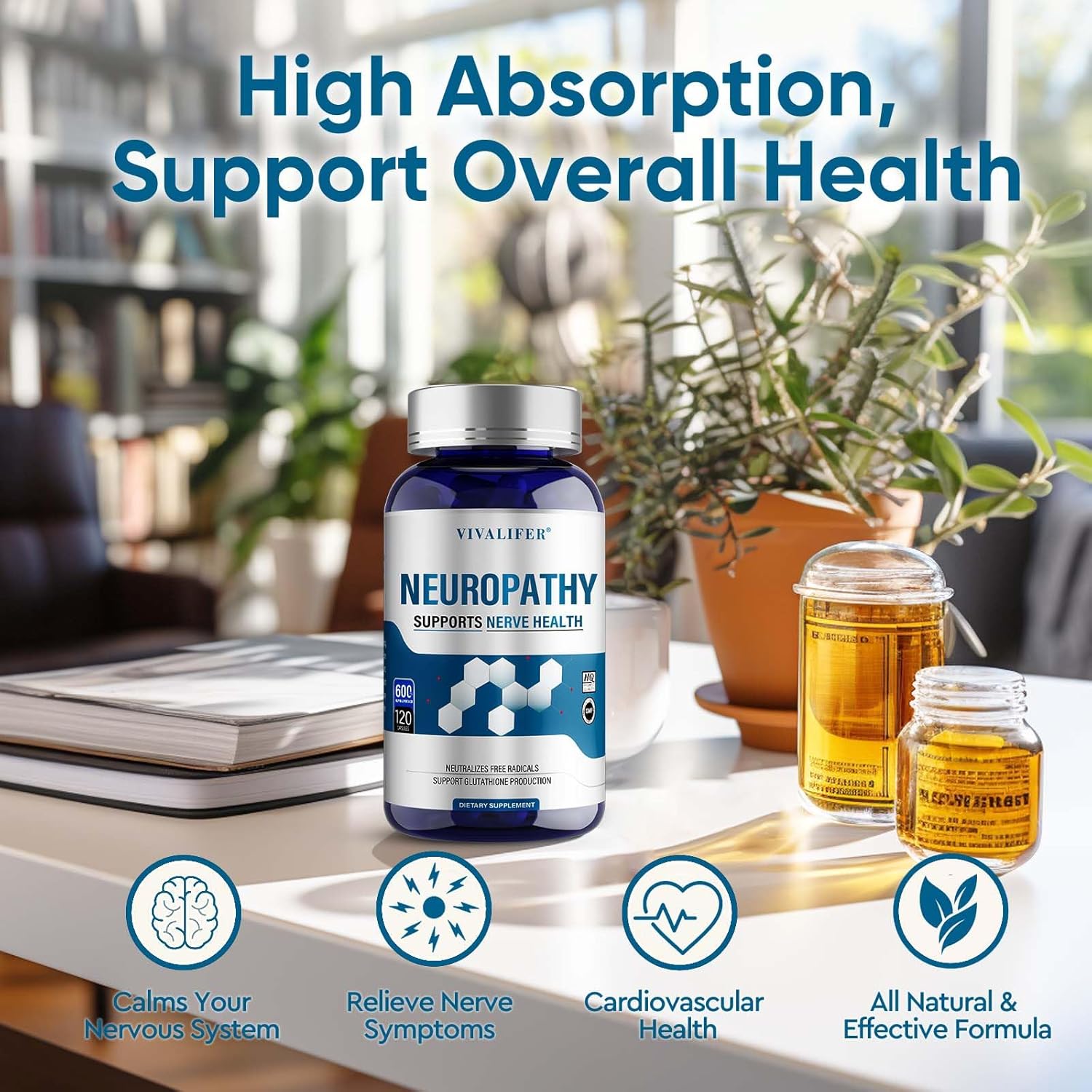 Nerve Savior for Neuropathy, 120 Capsules with 600mg Alpha Lipoic Acid, Benfotiamine & B12, for Discomfort in Feet, Hands, Legs, Back & Neck - Image 7