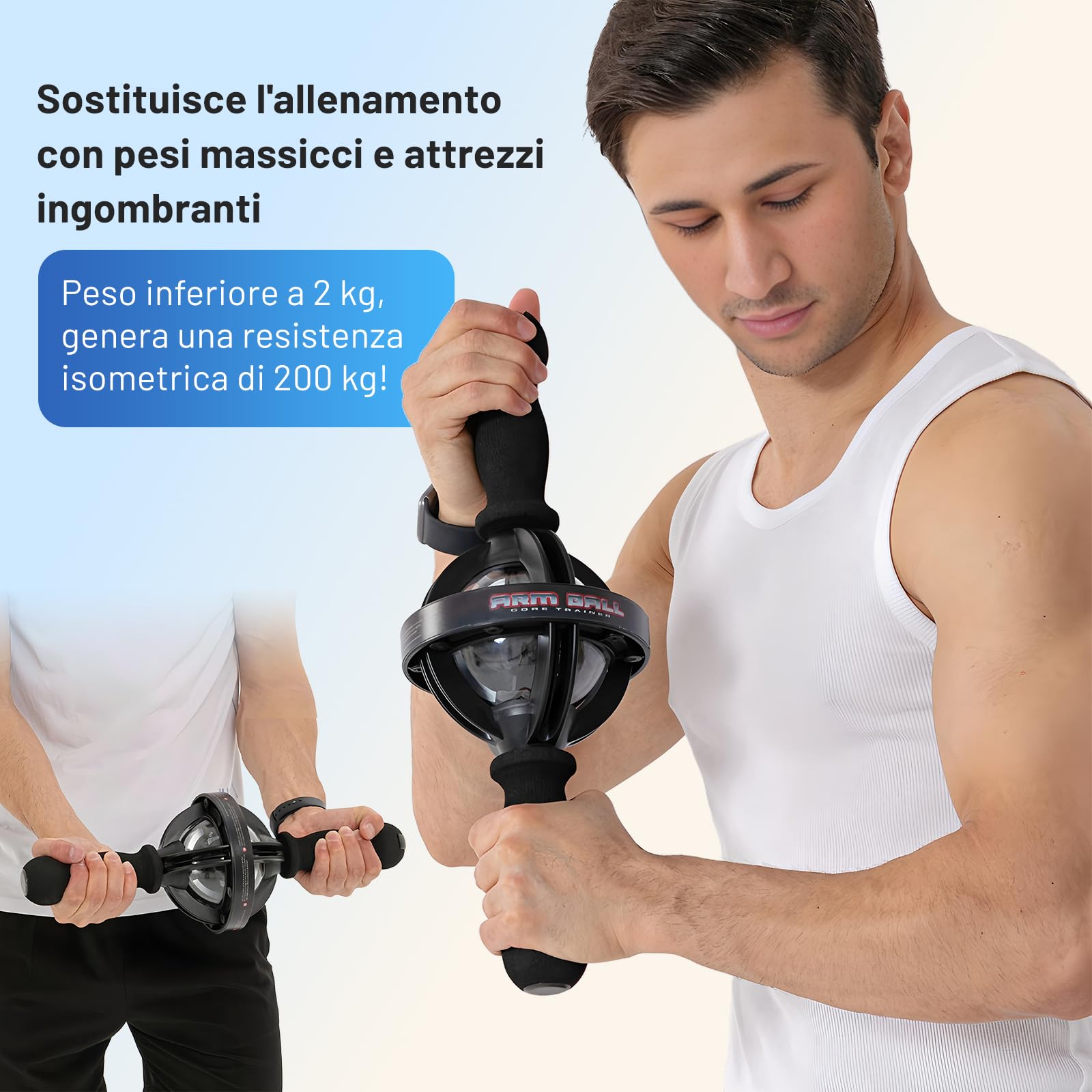 Gyro-Trainer Pro - Allenatore manuale con doppia impugnatura, resistenza 200 kg, per la costruzione muscolare e la forza del polso