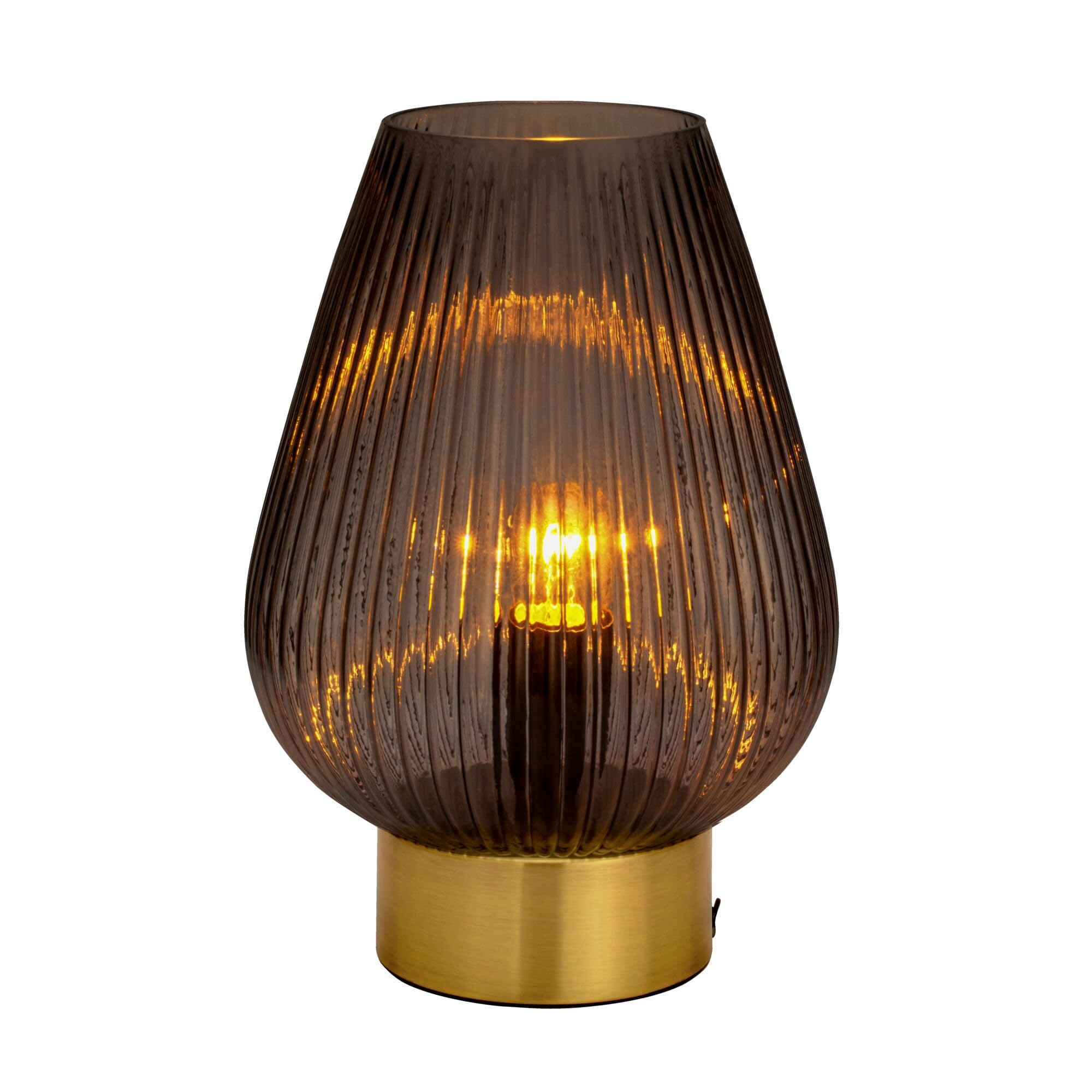 Pauleen 48158 luminaria de sobremesa Crystal Gloom, lámpara en antracita con efecto cristal, máx. 40 W E14 vidrio ahumado/latón 230 V vidrio