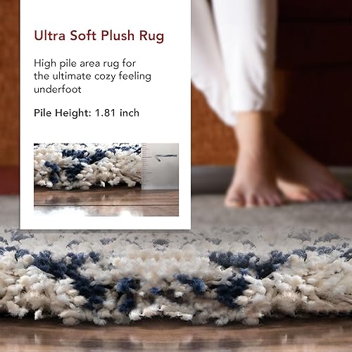 Miniatura 5 de nuLOOM Cuellar Chevron Shag - Alfombra de área, 4 x 6, azul marino