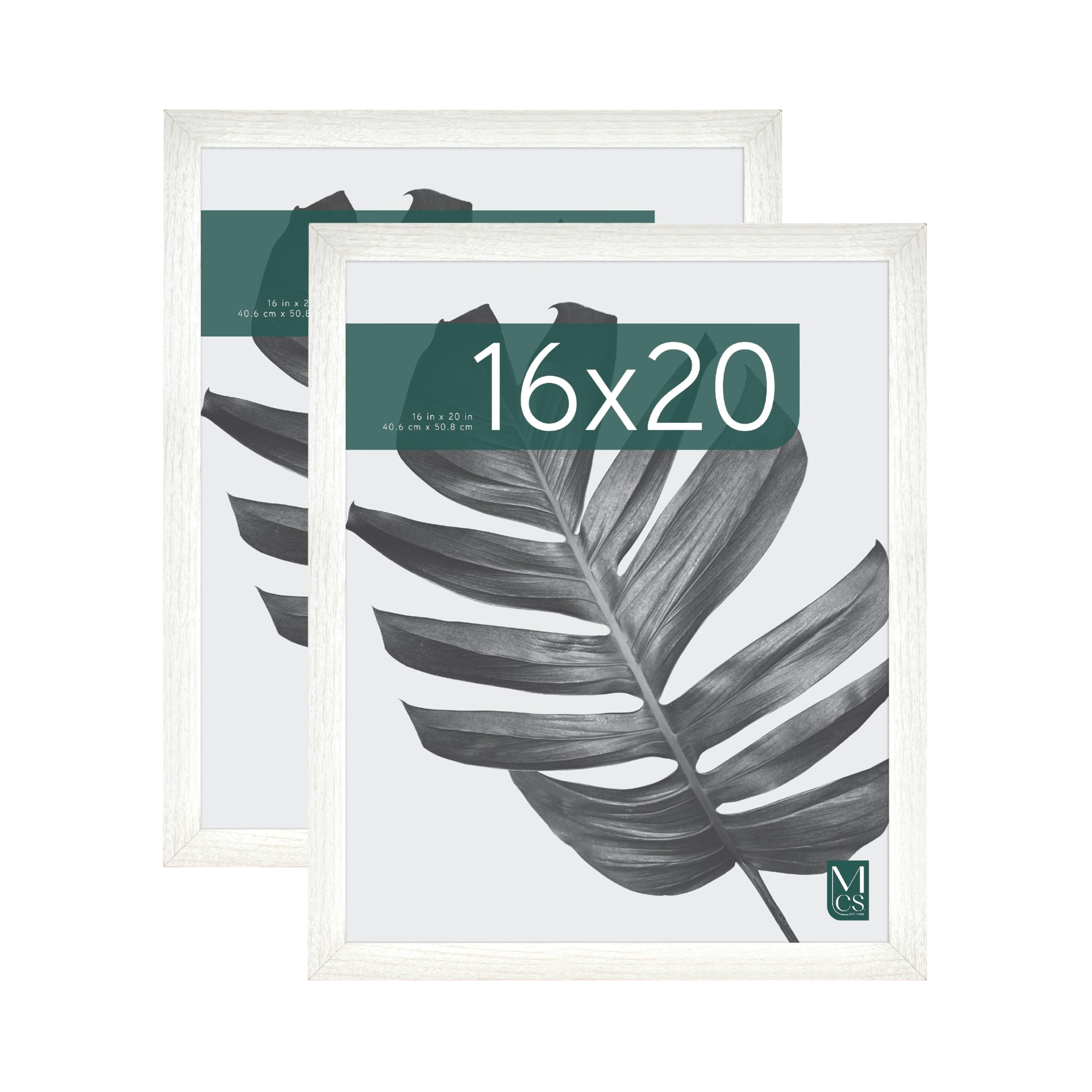 Studio Gallery 16x20 Poster Frame White Woodgrain Engineered Wood, Vertical & Horizontal Wall Hanging Large Picture Frame for Photos, Posters & Art Prints (2-Pack)