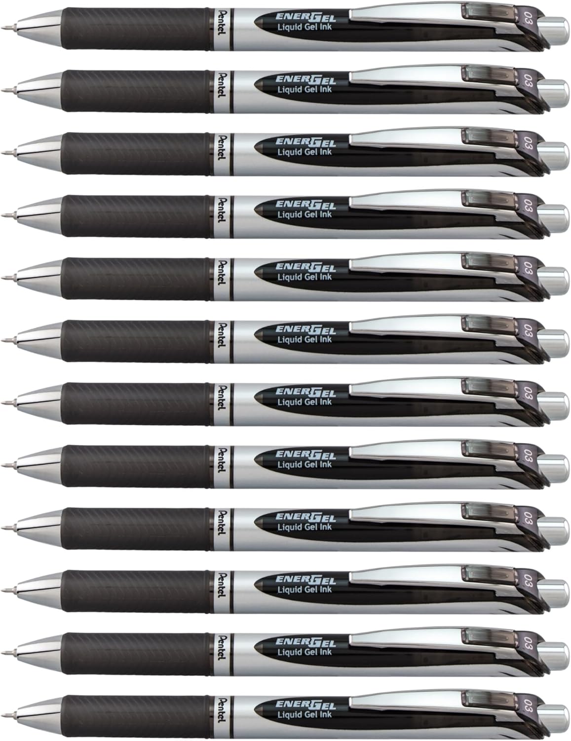 Pentel EnerGel RTX Retractable Liquid Gel Pen, Extra Fine Line, Needle Tip, Blue Ink,12 pack (BLN73-C), 0.3mm needle
