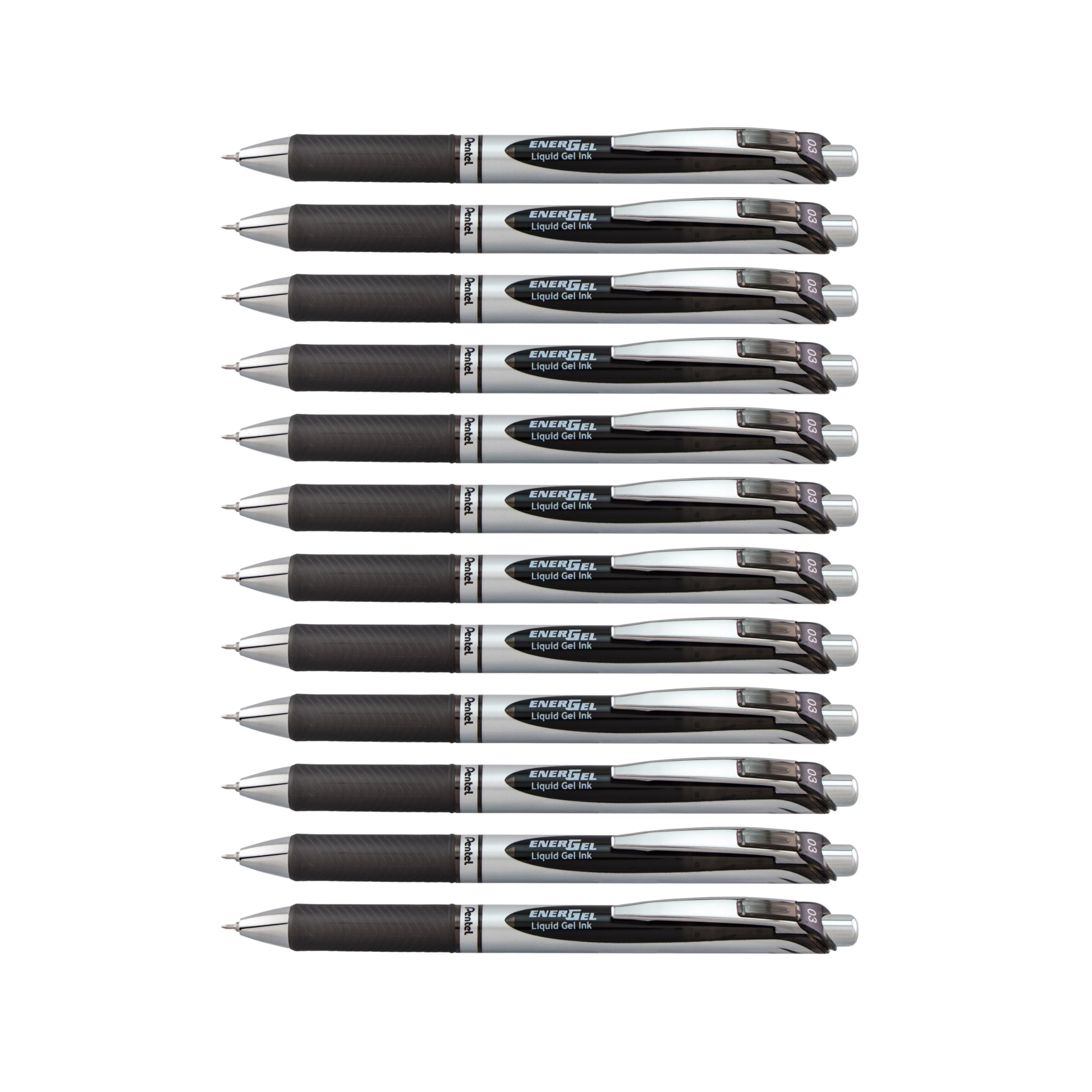 Pentel EnerGel RTX Gel Pens, Black Ink, Dozen (BLN73-A)