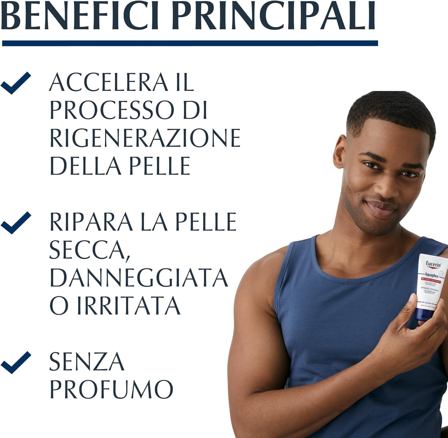 Eucerin Aquaphor Trattamento Riparatore 45 ml, Crema idratante corpo e viso per favorire il processo di guarigione,, Crema corpo idratante pelle secca e screpolata senza profumo