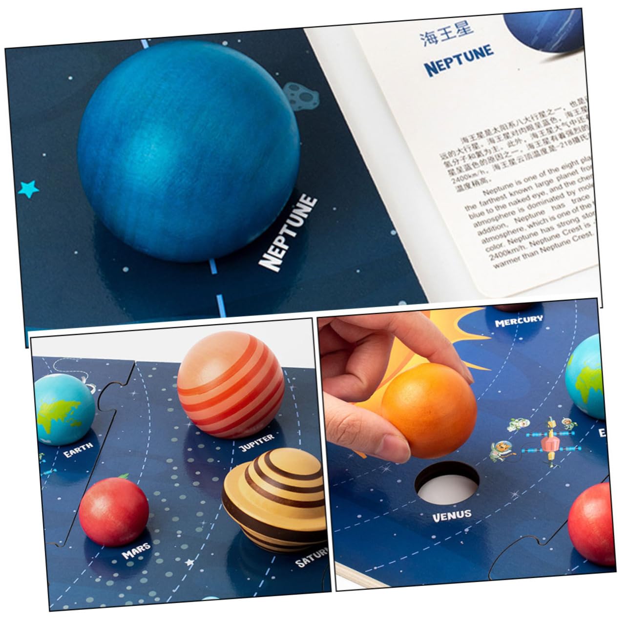 Bloques Cognitivos Planetarios en Madera, 1 Juego Infantil para Niños | Preescolar, Piezas Grandes y Superficie Lisa, Diseño Integrado, Mejora Habilidades de Aprendizaje en Aula