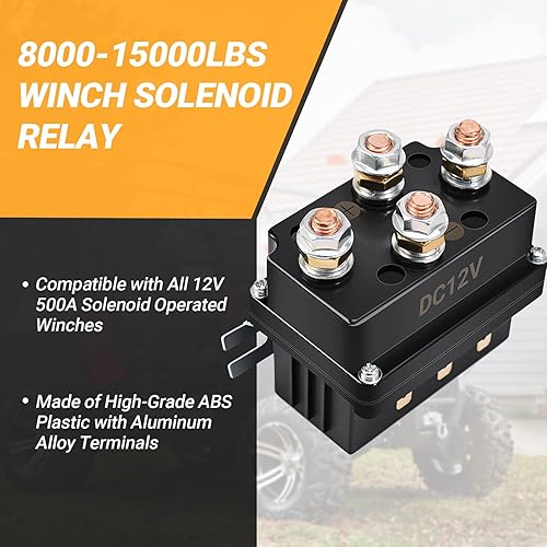 Miniatura 7 de KanSmart Contacto de relé de solenoide de 12V y cabrestante, interruptor de pulgar basculante, combo compatible con ATV UTV 1500lb-5000lb Polaris