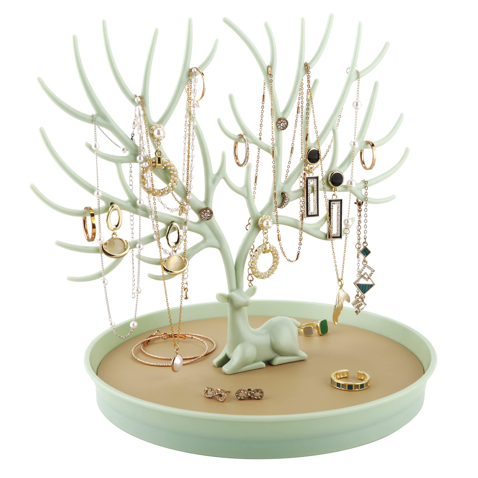 Photo 1 of ****BUNDLE PACK OF 2**** MORE&LESS Antlers Jewelry Display Stand, Rotating base, Organizer for Ring Earrings Necklace Bracelet Green