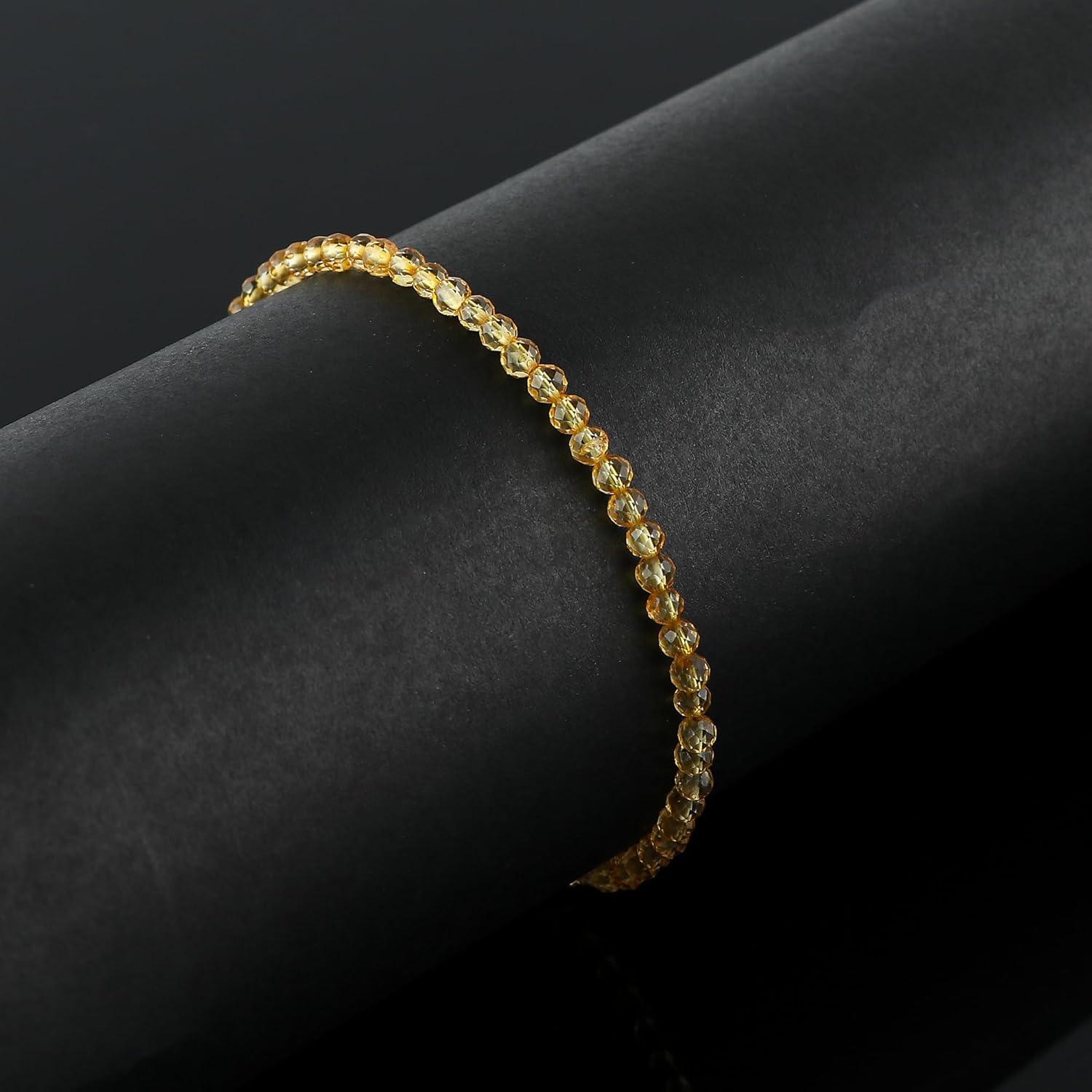 TGH Natural Gemstone Beads Bracelet - Micro Faceted 3-3.5mm Healing Crystals - 7+1 Inch Silver Plated Brass Chain - Birthstone Jewelry - Image 3