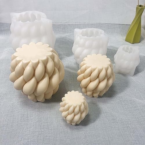 Miniatura 7 de Grainrain Molde de vela geométrica de silicona 3D arte abstracto moderno jabón cera resina molde giratorio de gran tamaño (F18-GR1-2108)