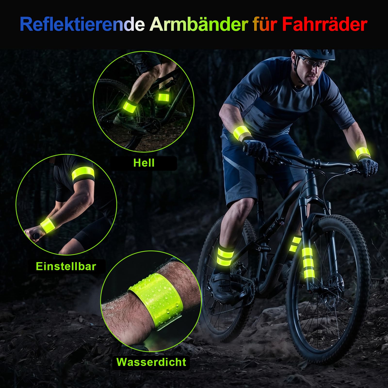 BOOHO Bohoray 24 Bracciali Riflettenti, Bracciali Sportivi Riflettenti Ad Alta visibilità, Braccialetti Slap Bracciale, Fasce Riflessione di Sicurezza, 4 Colori per Ciclismo, Jogging E Escursionismo