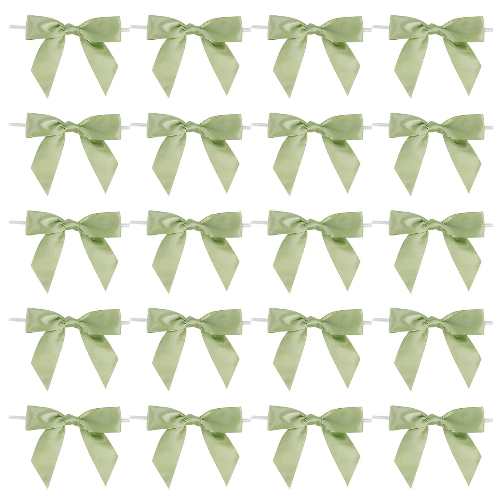 Hedayu 20 Pcs Sage Green Bows, Green Bows for Gift Wrapping, Satin Ribbon Bow with Twist Tie, Green Gift Bow for Birthday Wedding Gift Wrapping Candy Treat Bags DIY Crafts