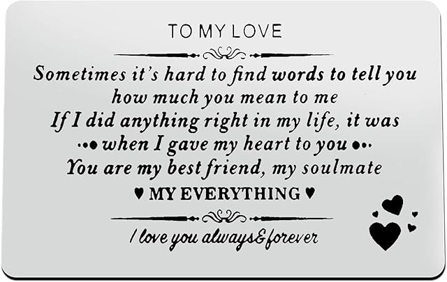 Anniversary Card Gifts for Boyfriend Husband Fiance Engraved Wallet Insert Card for Him Christmas Birthday Gifts Valentines Day Gifts I Love You Gifts for Him Boyfriend