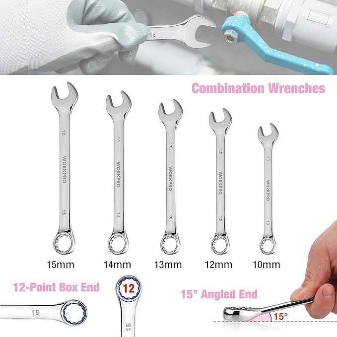 Kit de Herramientas WORKPRO Rosa, 284 Piezas con Maletín miniatura 6