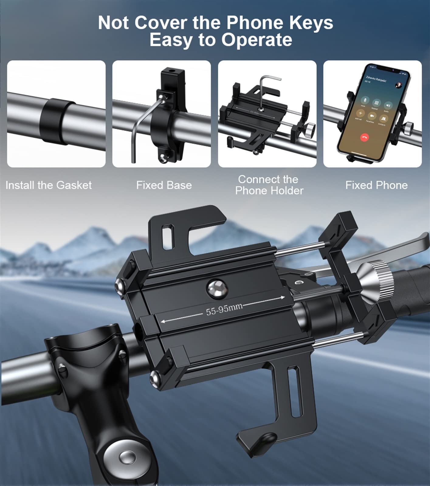 SCOOVY Porta Cellulare Antiurto Supporto per Telefono per Bici da Moto Rotazione A 360 ° Supporto per Smartphone Regolabile Staffa di Navigazione GPS