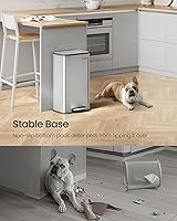 Vista 4 de SONGMICS Kitchen Trash Can, 8-Gallon (30 L) Garbage Can with Lid, Stainless Steel, Soft Close and Stays Open, Inner Bucket, Wide Non-Slip Pedal