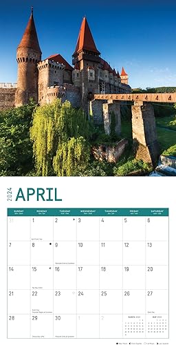 Miniatura 4 de Bright Day - Calendario mensual de pared 2024 con castillos de 12 x 12 pulgadas