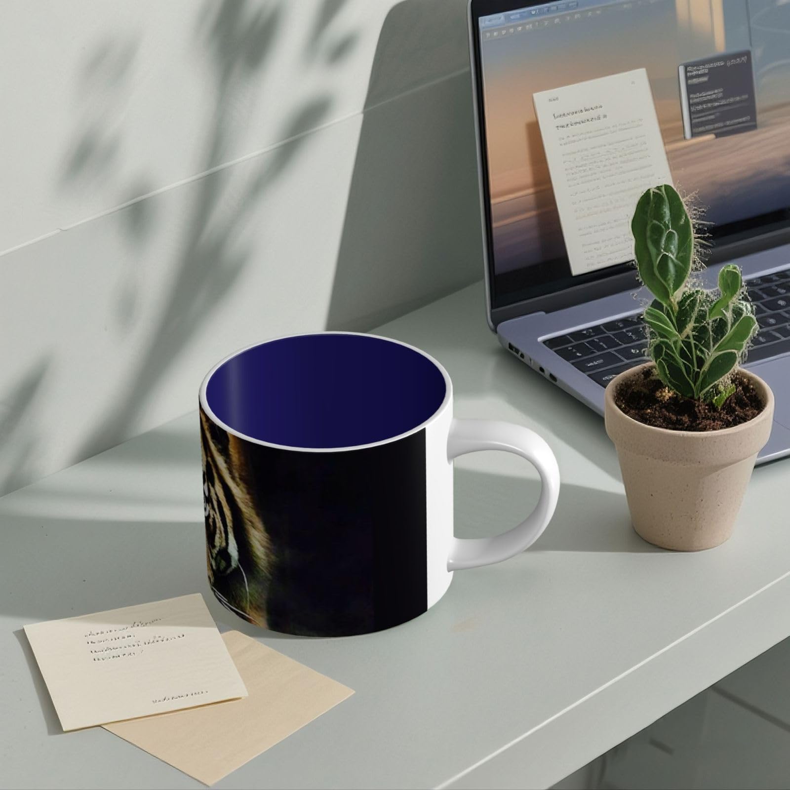 Ceramiczne kubki z nadrukiem tygrysa o dużej pojemności ceramiczny kubek do kawy