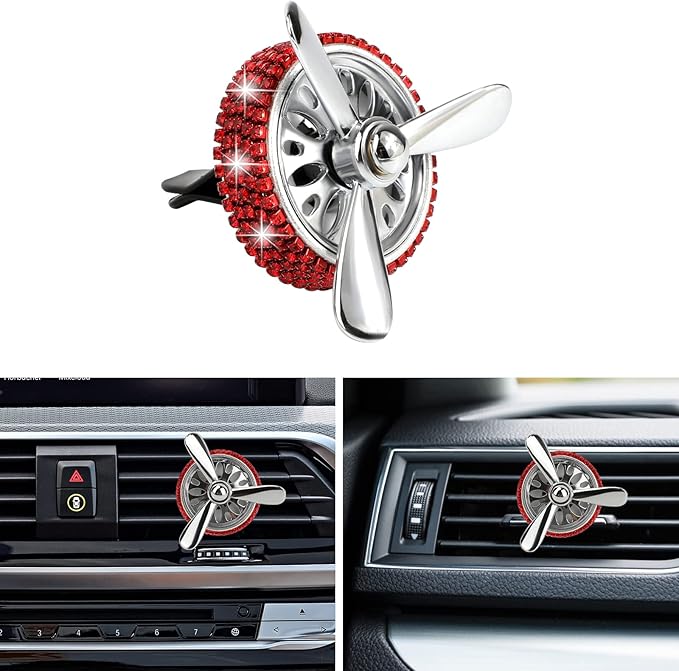 OOTSR Bling Car Air Freshener, Cute Car Diffuser Rotating Propeller,Air Outlet Vent
