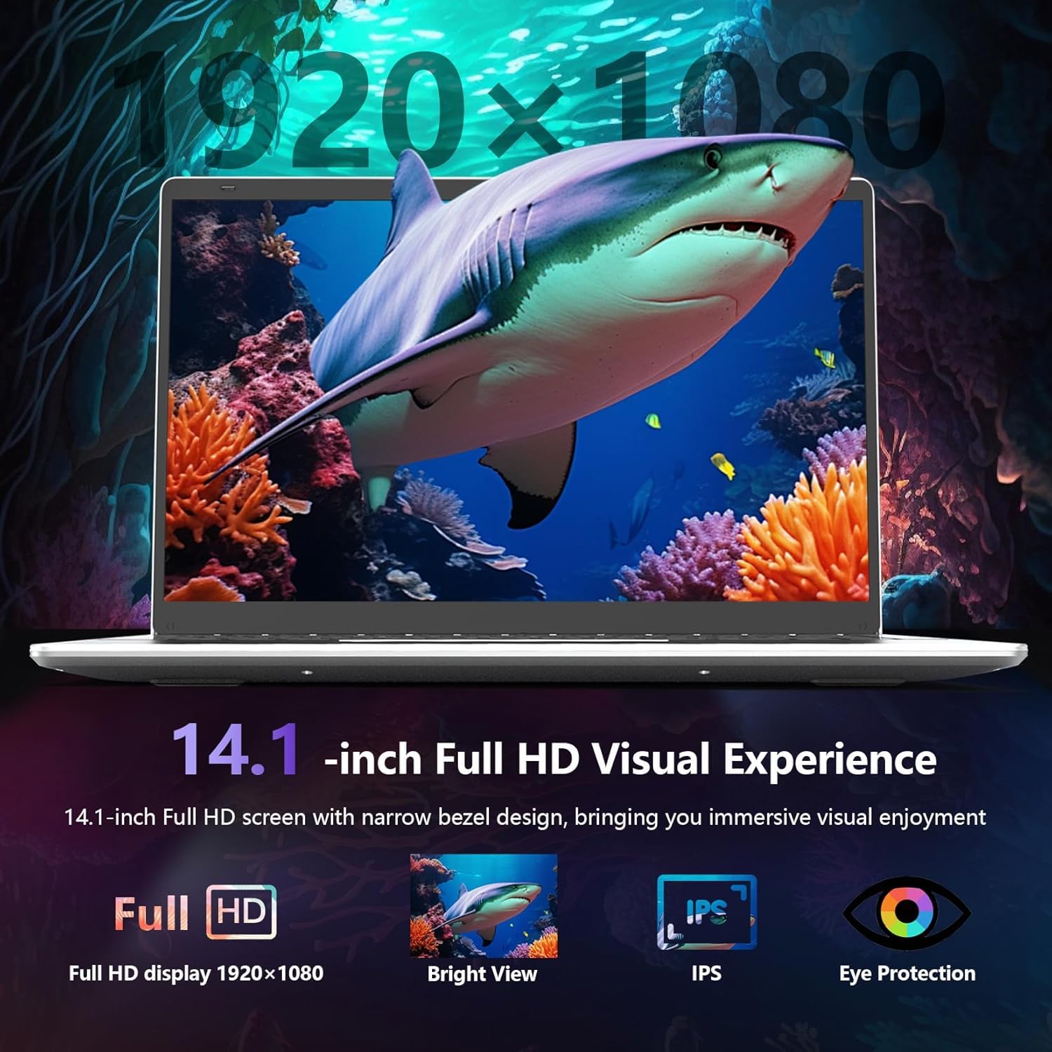 Intel Celeron N4020 Portatile da 14.1", Memoria DDR4 da 8 GB, SSD da 256 GB, Windows 11, visualizzazione FHD per lavoro e intrattenimento, SSD espandibile da 1 TB, USB3.0, Webcam