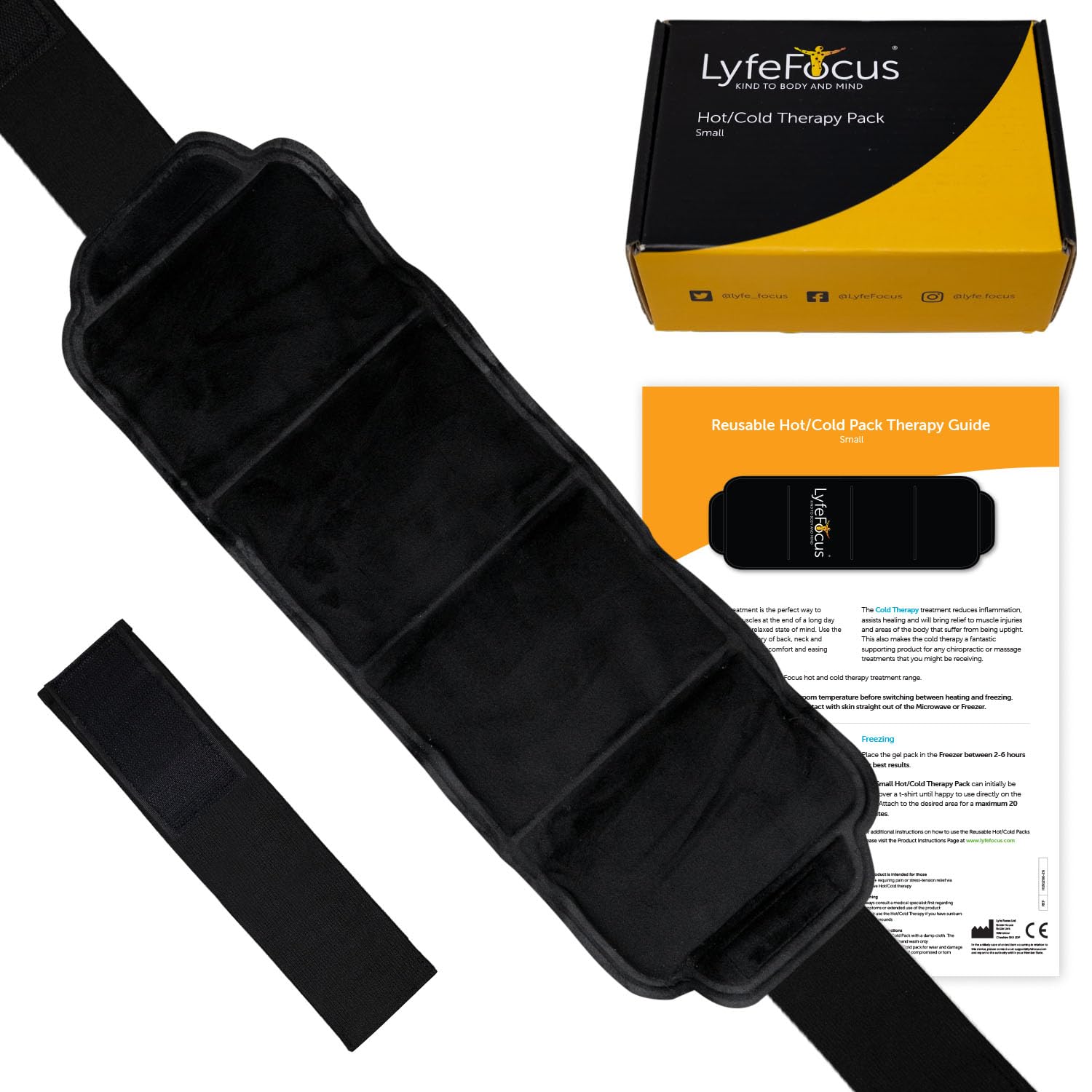 LyfeFocus Premium Multi-Use Reusable Hot & Cold Gel Ice Pack for Shoulder, Leg & Back Pain Relief: Microwaveable & Freezable Wrap, Heat/Ice for Injuries (Plush, 45cm*15cm + Strap)