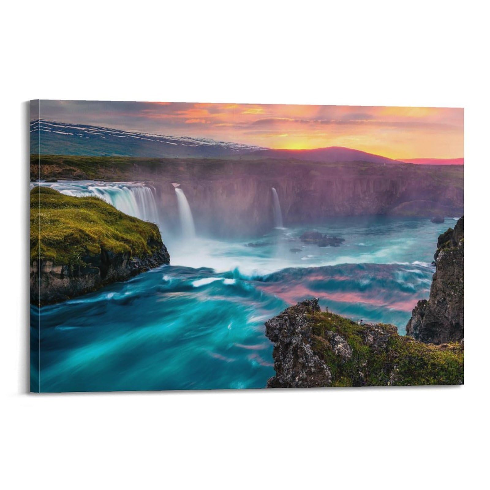 CPGLJD Scenery Poster Waterfall by Mountains Poster Decorative Painting Canvas Wall Posters And Art Picture Print Modern Family Bedroom Decor Posters 24x36inch(60x90cm)