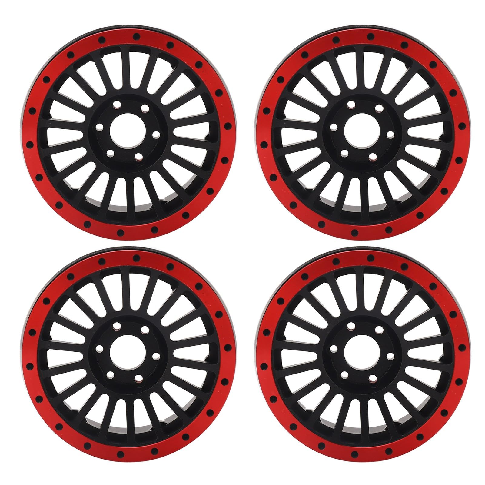 Jante de Roue de Voiture RC, Jante de Roue RC 2,6 Pouces, Installation Facile, Aluminium Durable, 4 Pièces Réutilisables pour Voiture 1/10 RC (Rouge)