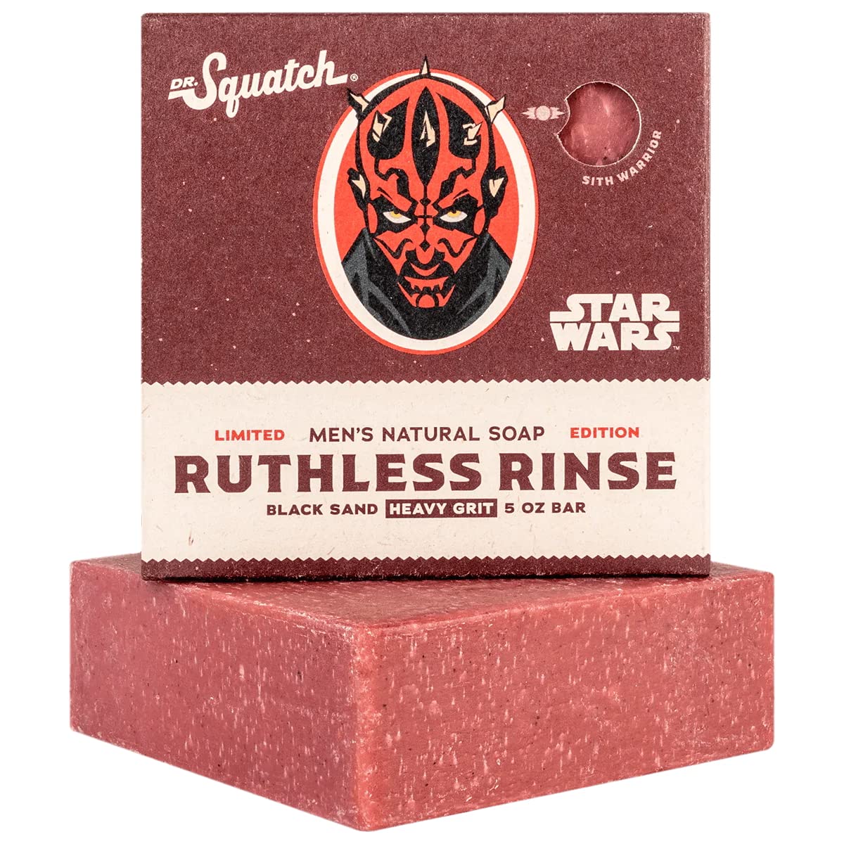 Mens Starwars Ruthless Rinse Soap – Limited! - Natural Exfoliating Soap Bar for Men with Volcanic Sand, Dragon Fruit and Coconut Oil – Bar Handmade in USA, Pack Of 1, 5 Oz