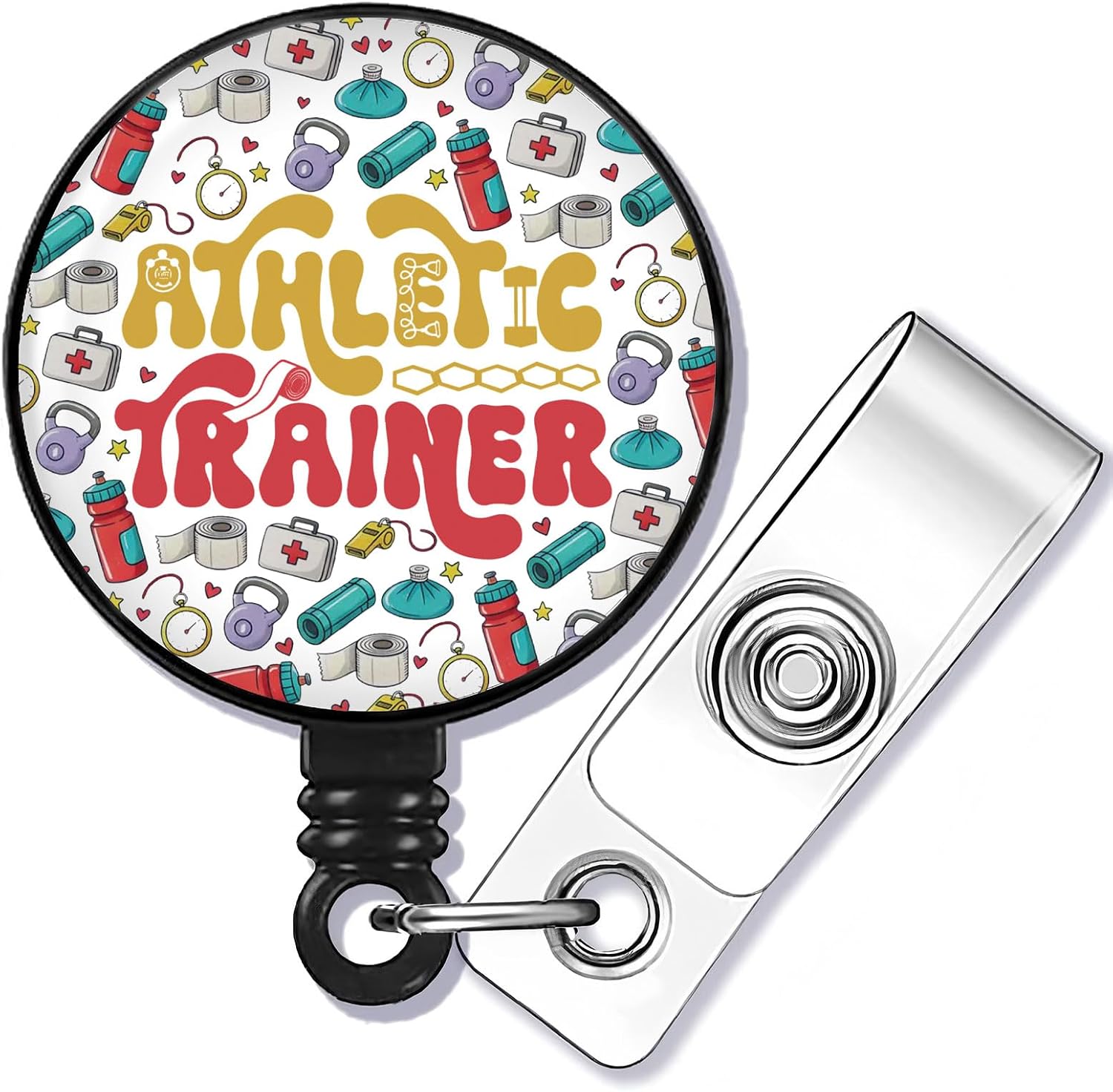 WUSUANED Athletic Trainer Badge Reel Fitness Coach Gift Athletic Training Gift Sport Trainer Badge Holder (Athletic Trainer BR)