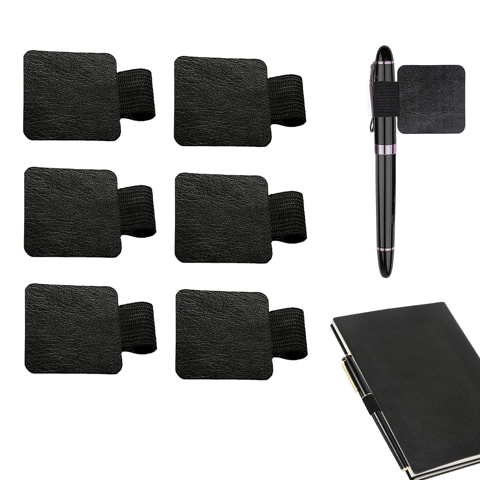 Manthan 6 Pcs Self Adhesive Pen Holders for Notebooks, Journals, Planners, Strong Adhesive Pencil Holder with Elastic Loop for Pens