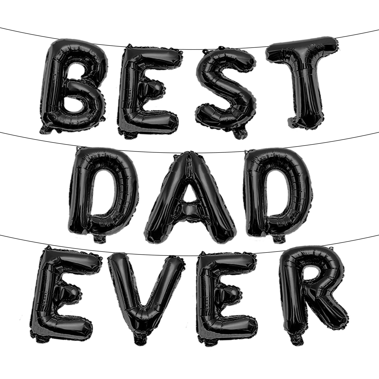 Photo 1 of 16 Inches Best Dad Ever Balloons Hanging Banner Decorations, Black Aluminum Foil Letter Balloons for Father’s Day, Birthday, Baby Shower, and Daddy-to-Be Party Supplies
