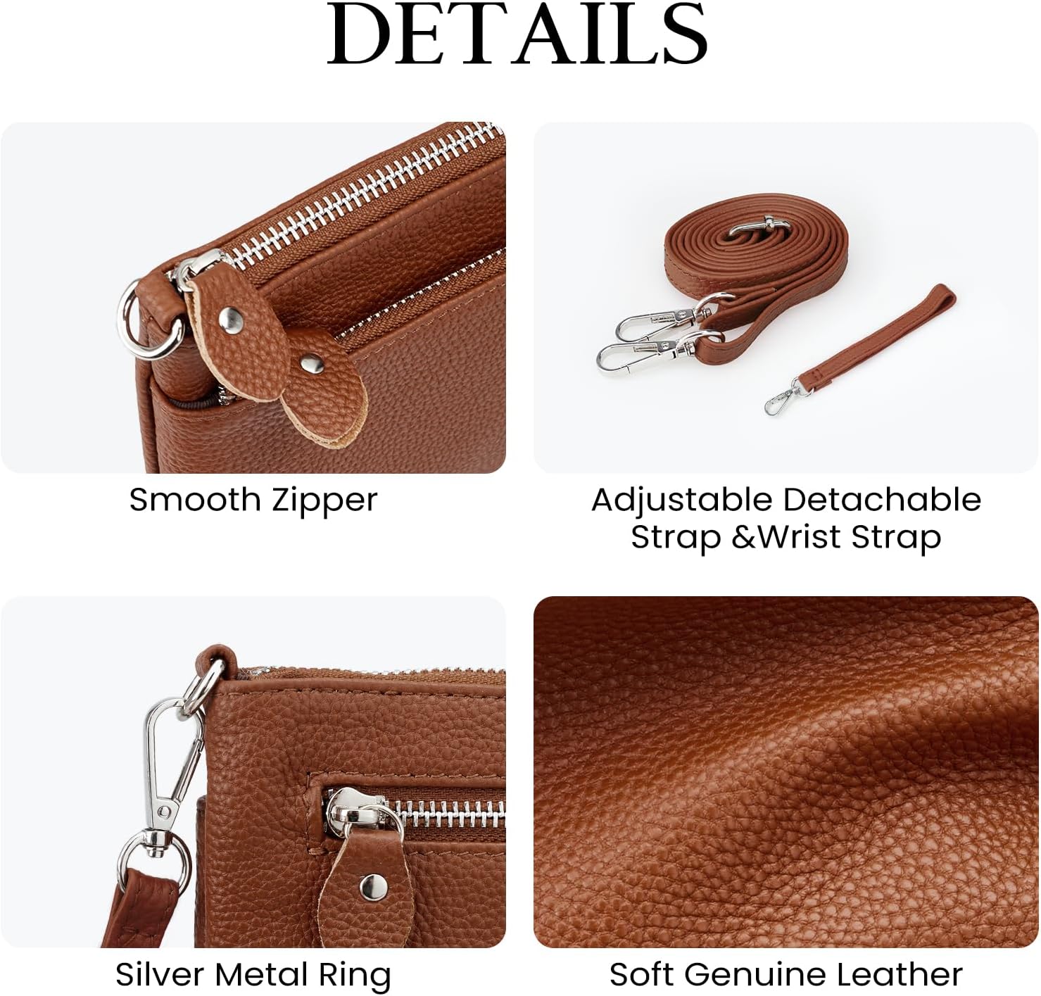 befen Genuine Leather Wristlet Clutch Wallet Purses with RFID Blocking, Small Crossbody Bags Shoulder Handbag for Women - Image 5