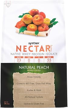 Syntrax Nectar Naturals, All Natural Whey Protein Isolate, Smooth & Juicy, Natural Peach, 2 lbs.