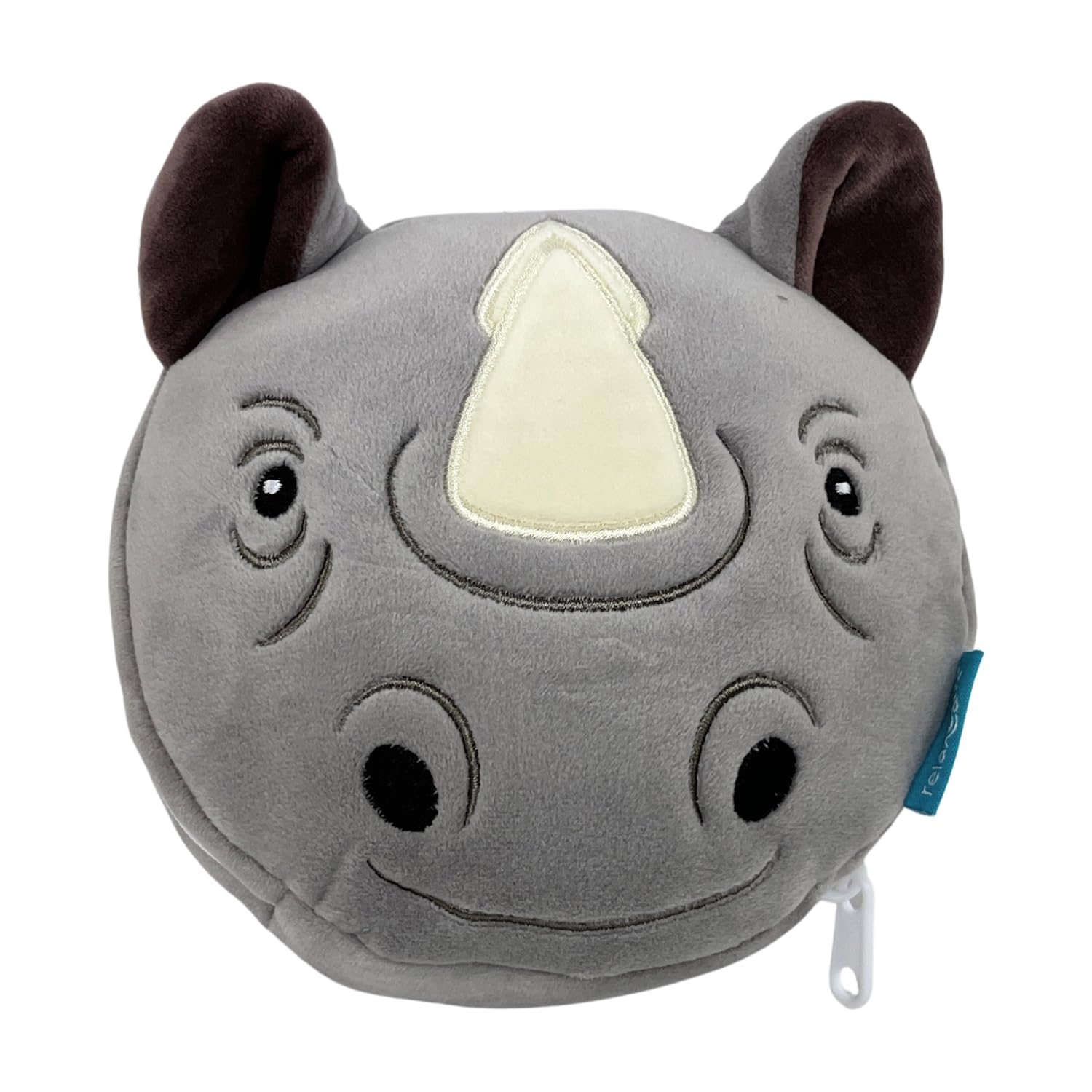 Relaxeazzz Rhino Round Plush Travel Pillow & Eye Mask, Sleep Eye Mask Masks, Kids Travel Accessories For Sleeping Airplane