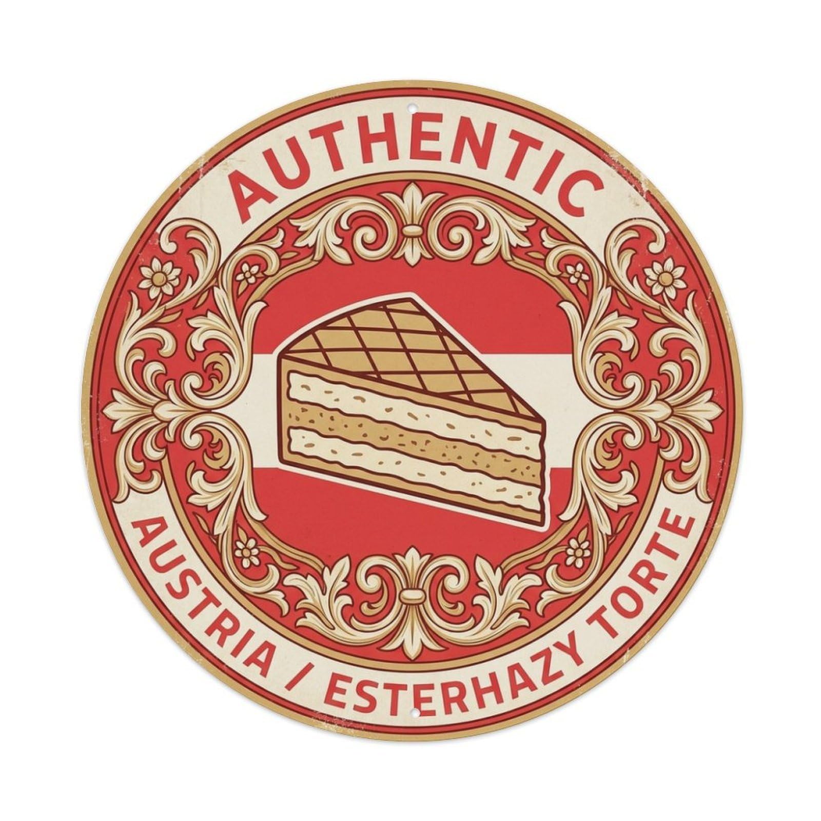 Olhnbad Style Austria Esterhazy Torte Travel Dessert Cuisine Metal Tin Sign