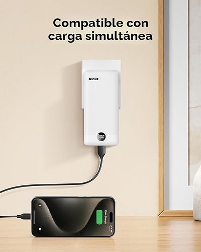 Miniatura 3 de VRURC Cargador portátil con cables y enchufe de pared Banco de energía con cables Cargador portátil de 10000mAh con enchufe AC Paquete