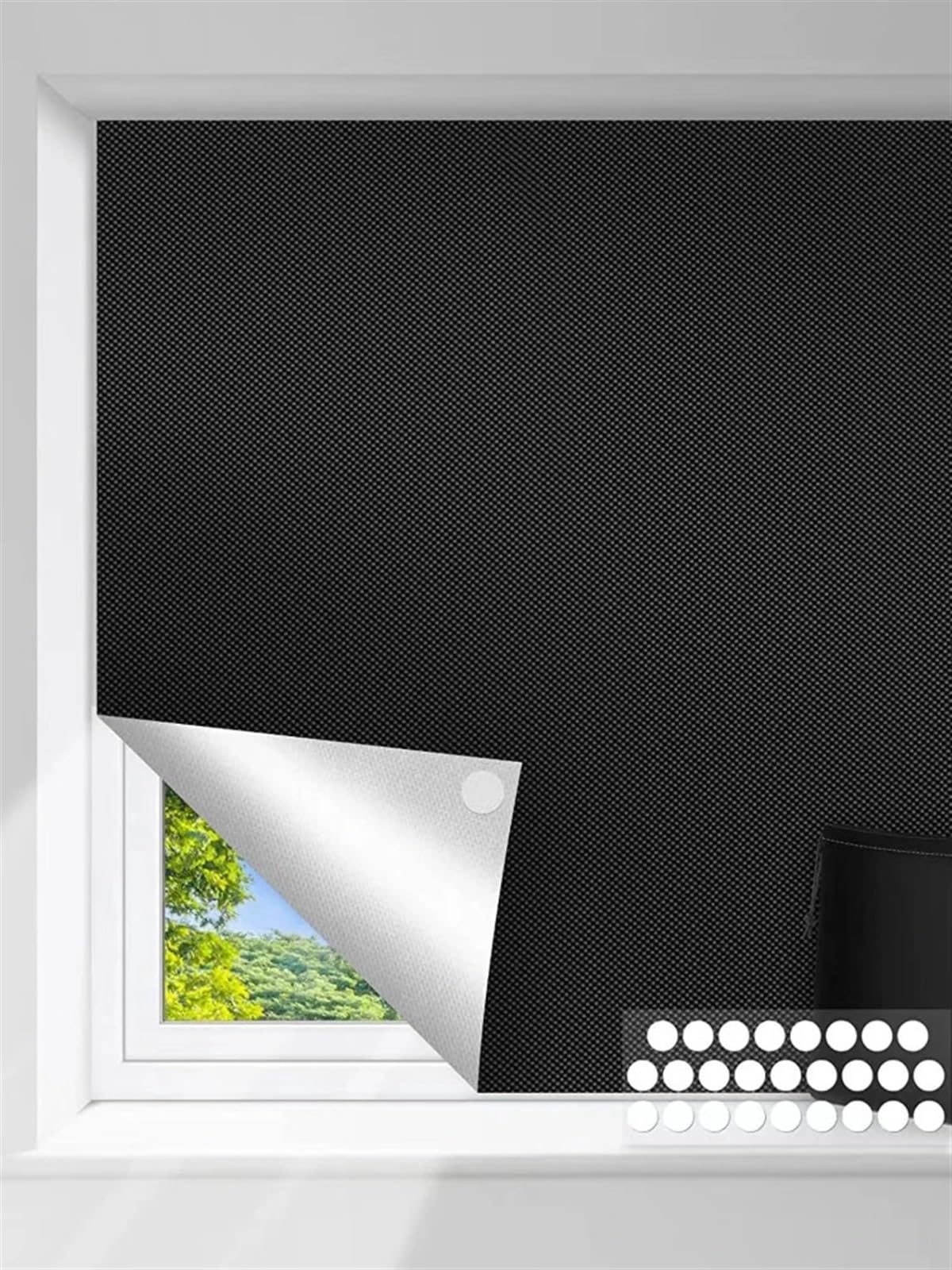 XIUsheUA blackout blinds stick on Non-perforated Temporary Curtain Blackout Silver-coated Black Cloth(150x200cm)